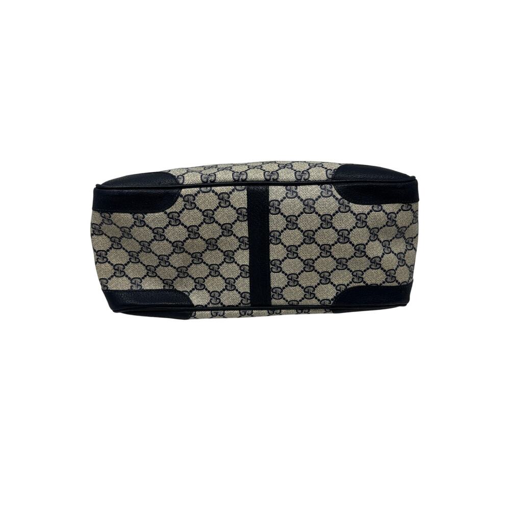 Gucci Vintage GG Supreme Navy Boston Bag – Monogram Canvas Leather Top Handle - Picture 10 of 14